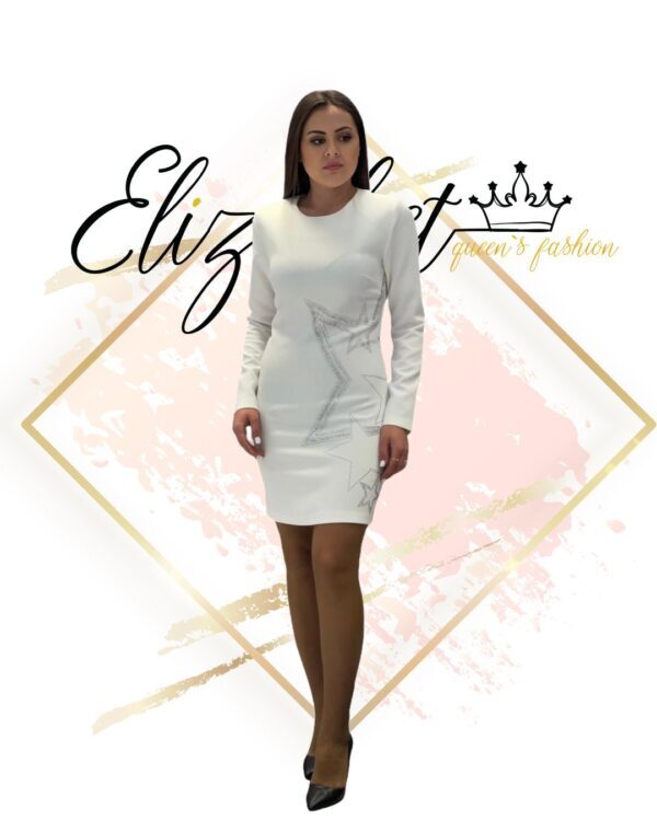 Бяла вталена рокля Star elizabet