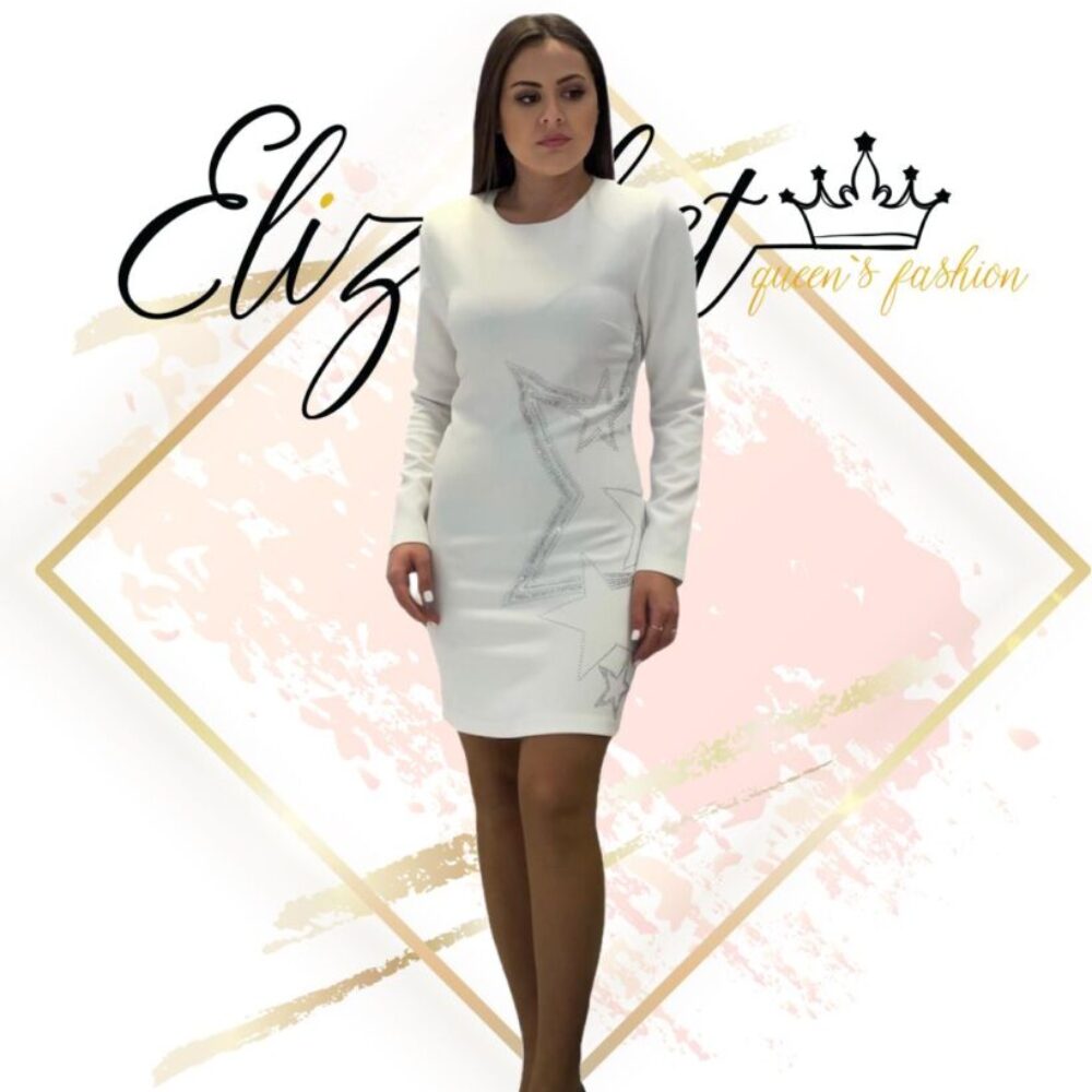 Бяла вталена рокля Star elizabet