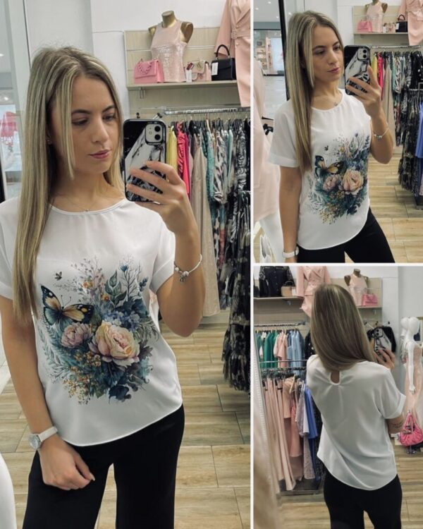 Бяла ризка Butterfly Flower Blue