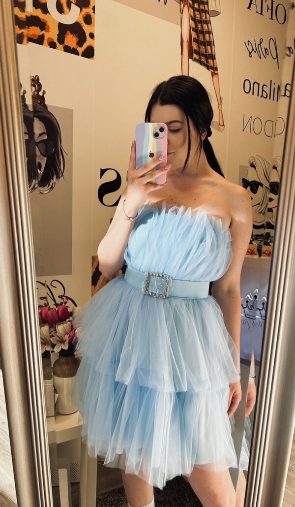 Кукленска рокля с бюстие в небесно синьо elizabeth