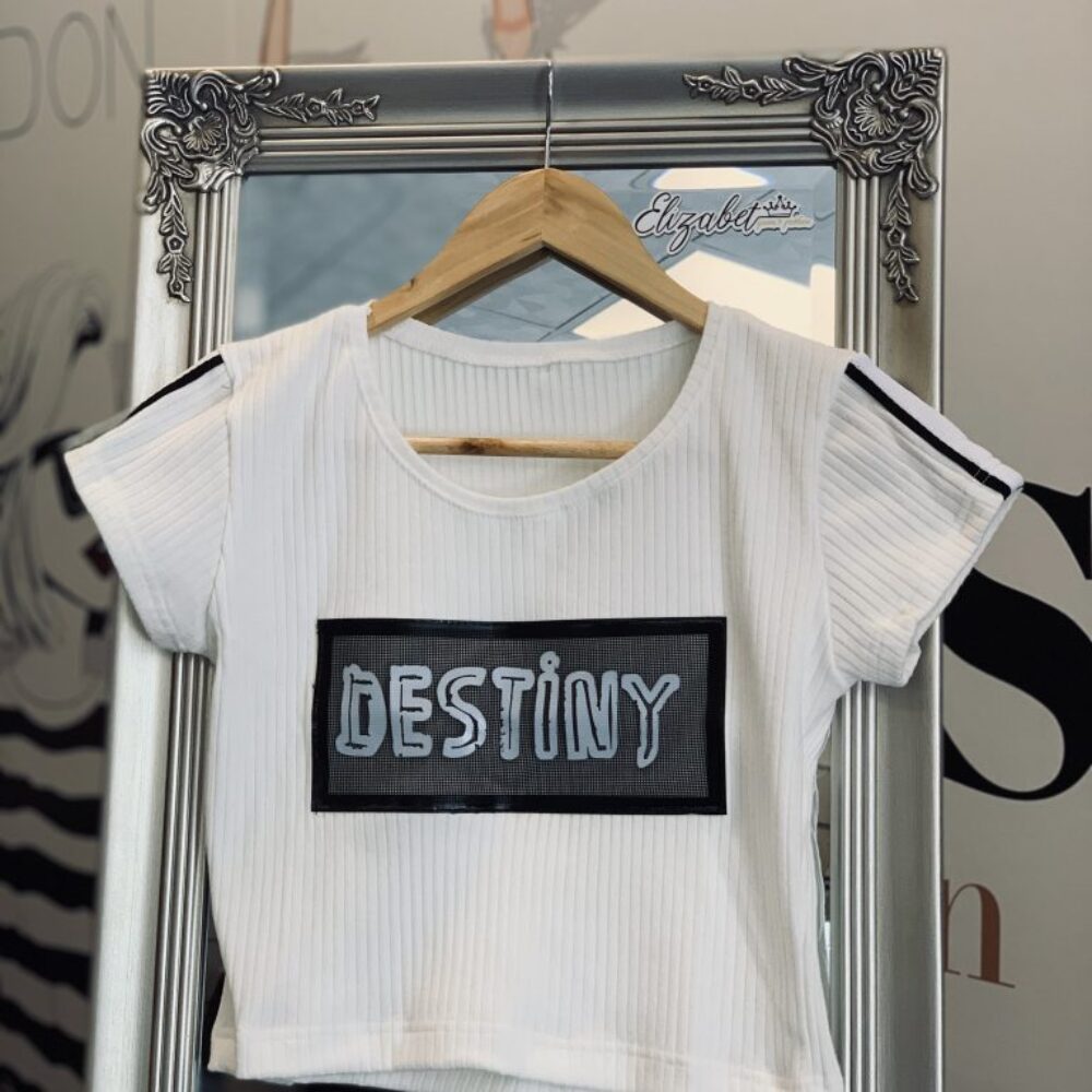 Къса бяла тениска Destiny elizabet.bg
