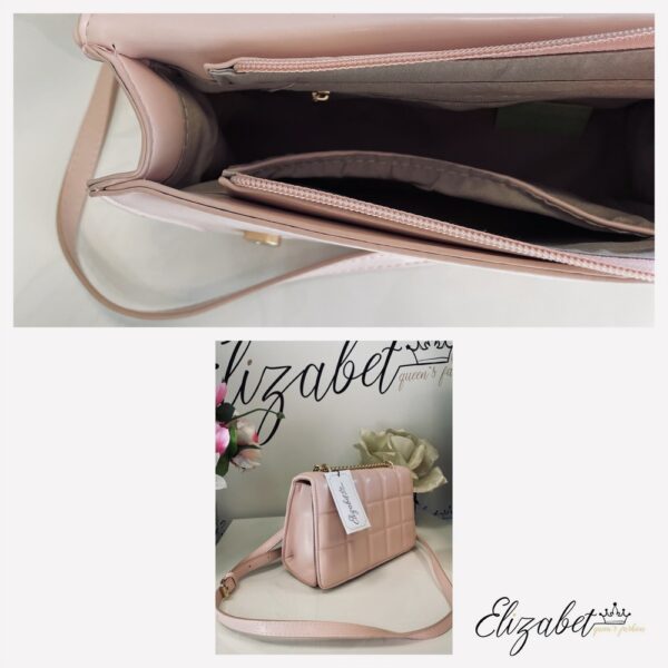 Розова чанта от лак със златисто elizabet fashion