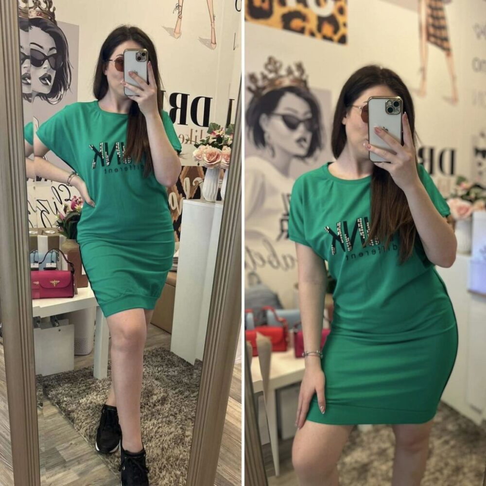 Спортна рокля в зелено с камъчета elizabet.bg