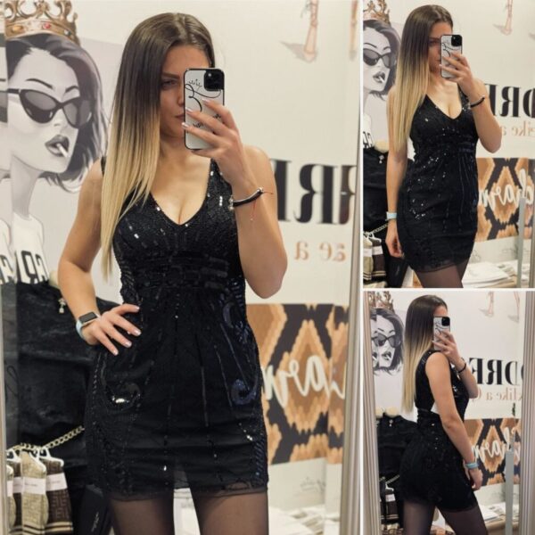Малка черна рокля с тюл и пайети Elizabet.bg