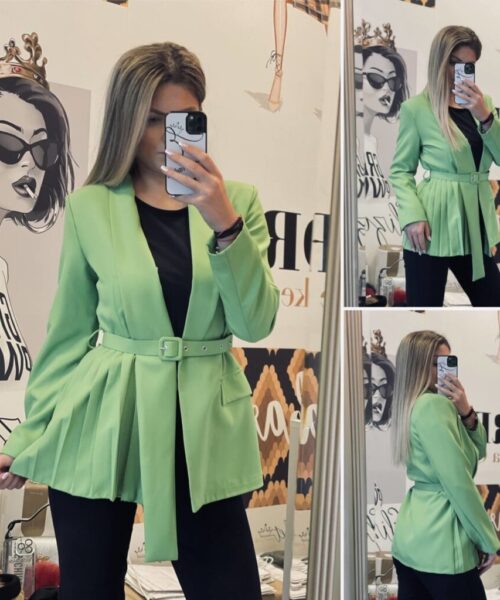 Дамско зелено сако с колан