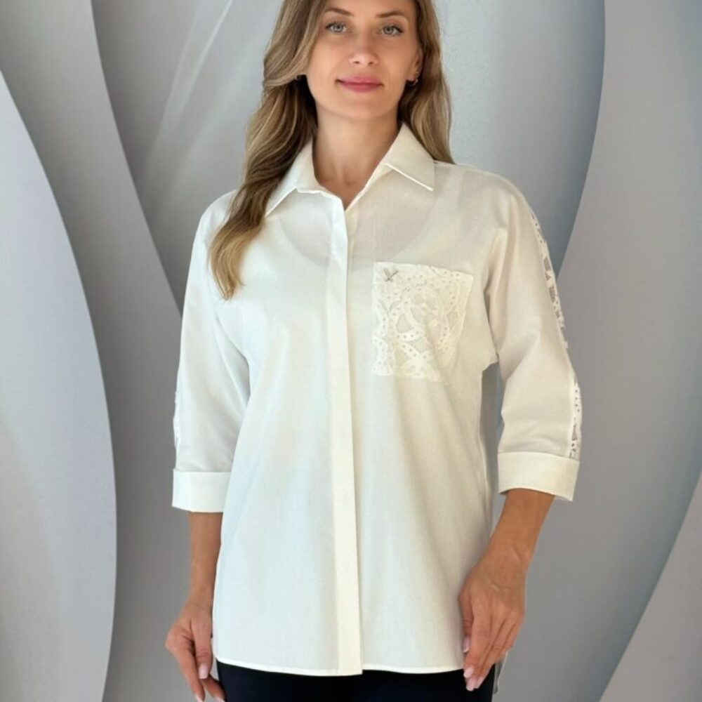 Ivory Lace – елегантна бяла риза с дантела elizabeth